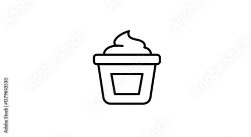 face Cream Cup Icon in Minimalist Style on White Background  