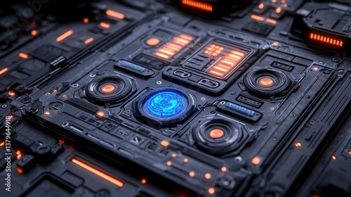 Futuristic Tech Panel: Abstract Cyberpunk Digital Interface