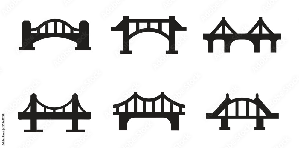 Fototapeta premium Bridges icon set silhouette vector illustration