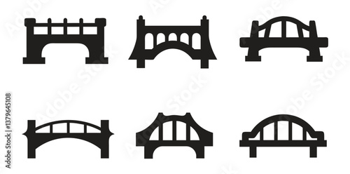 Bridges icon set silhouette vector illustration