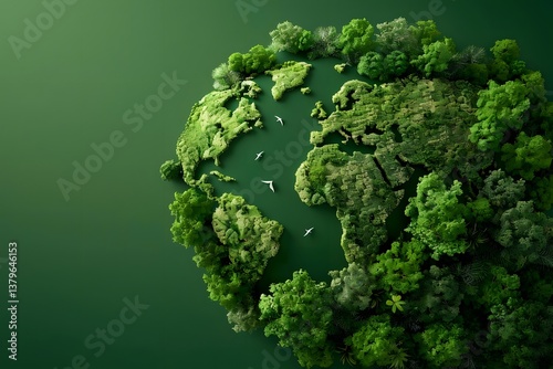 A Lush Green World:  Plants Thrive,  Ecosystem Flourishes, Biodiversity Booms,  Nature's Beauty Revealed,  A Sustainable Future for All.