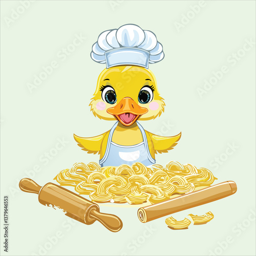 chef duckling cooking with a cute face