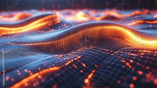 Abstract Digital Landscape:  Waves of Light and Data