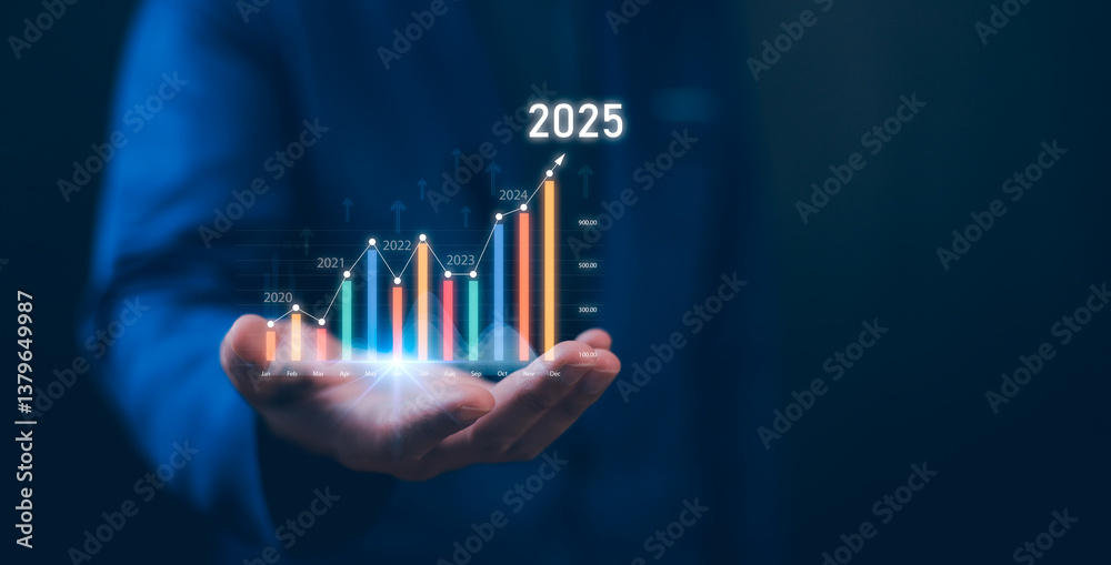 2024 2025 Business growth, boost up business or success concept, Business growth, investment profit increase, growing sales and revenue, progress or development concept, arrow graph future growth plan