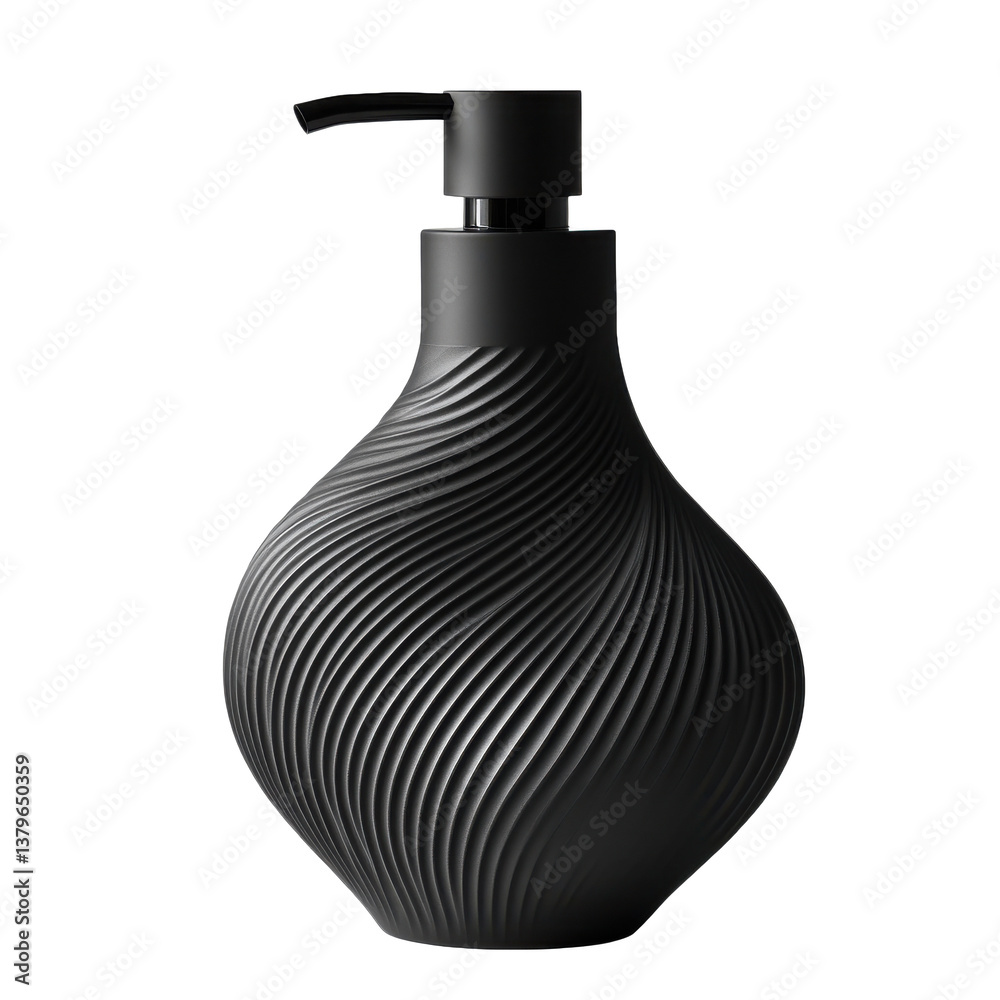 Obraz premium Luxury black cosmetic containers with minimalist packaging and elegant design on transparent background