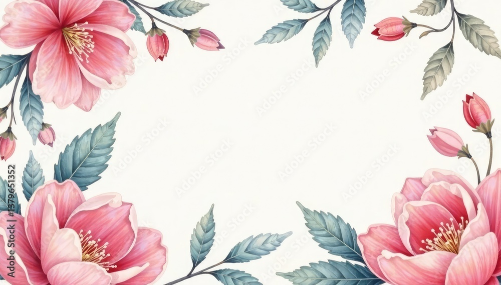 Obraz premium Delicate watercolor floral pattern, soft pastel shades , flowers, wedding, blossom