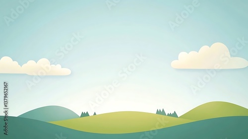 Serene Landscape Featuring Rolling Hills and Clouds