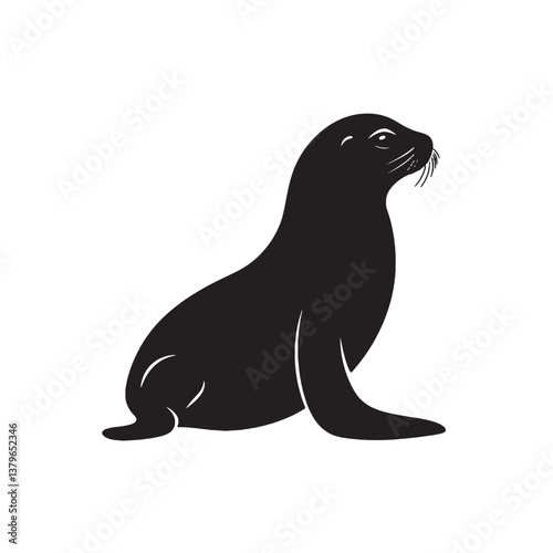 black silhouette of a seal simple illustration