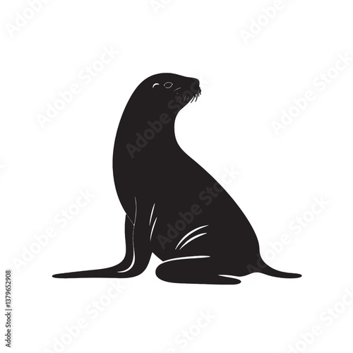black silhouette of a seal simple illustration