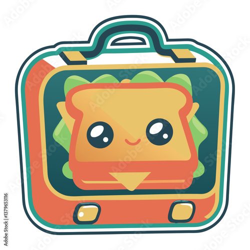 Cute lunchbox with a smiling sandwich