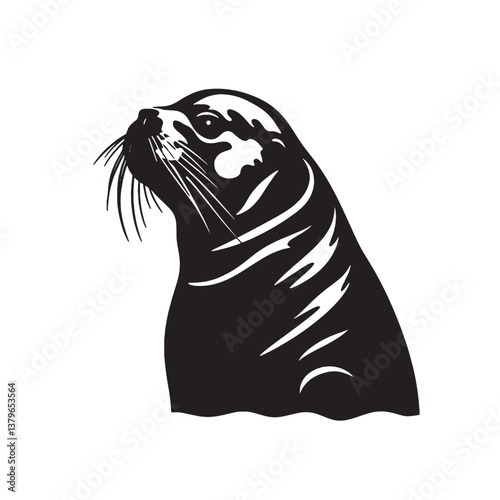 black silhouette of a seal simple illustration