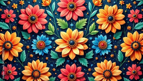 Intricate floral textile design, repeating seamlessly , nature, vector, texture