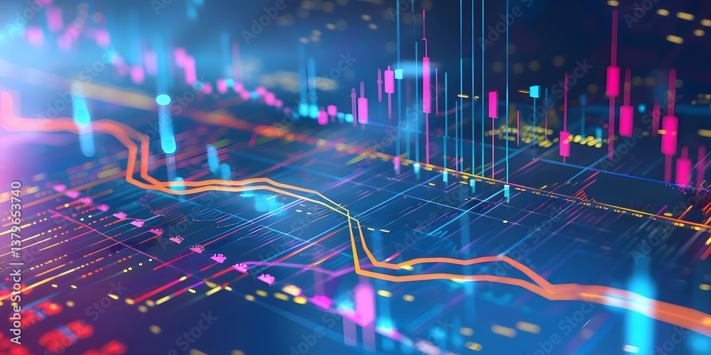 Obraz premium Visualizing Market Trends: Analyzing Dynamic Stock Charts and Graphs for Investment Strategies, Unveiling Patterns in Financial Data with Innovative Techniques and Tools.