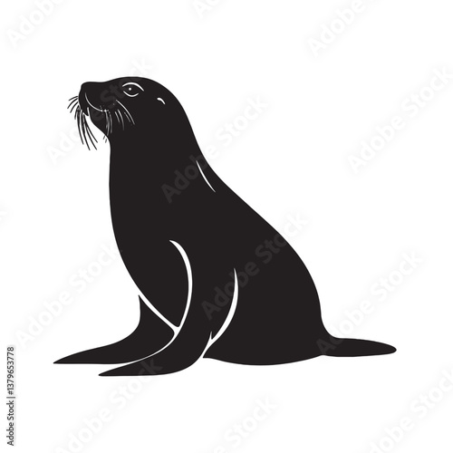 black silhouette of a seal simple illustration
