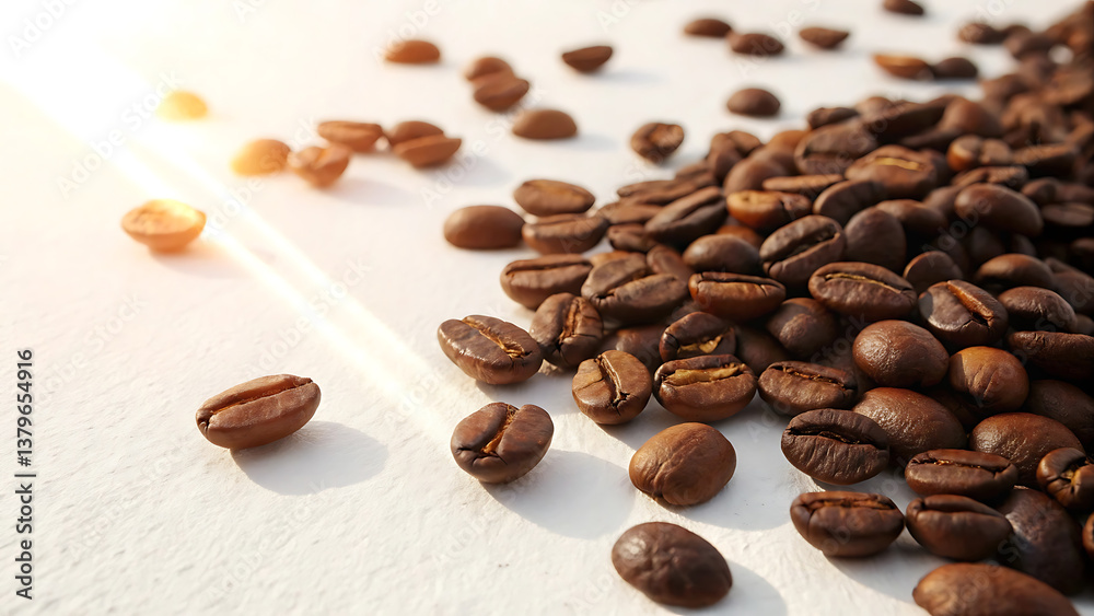 Naklejka premium Roasted Coffee Beans A Close-Up View of Rich, Aromatic Coffee Beans