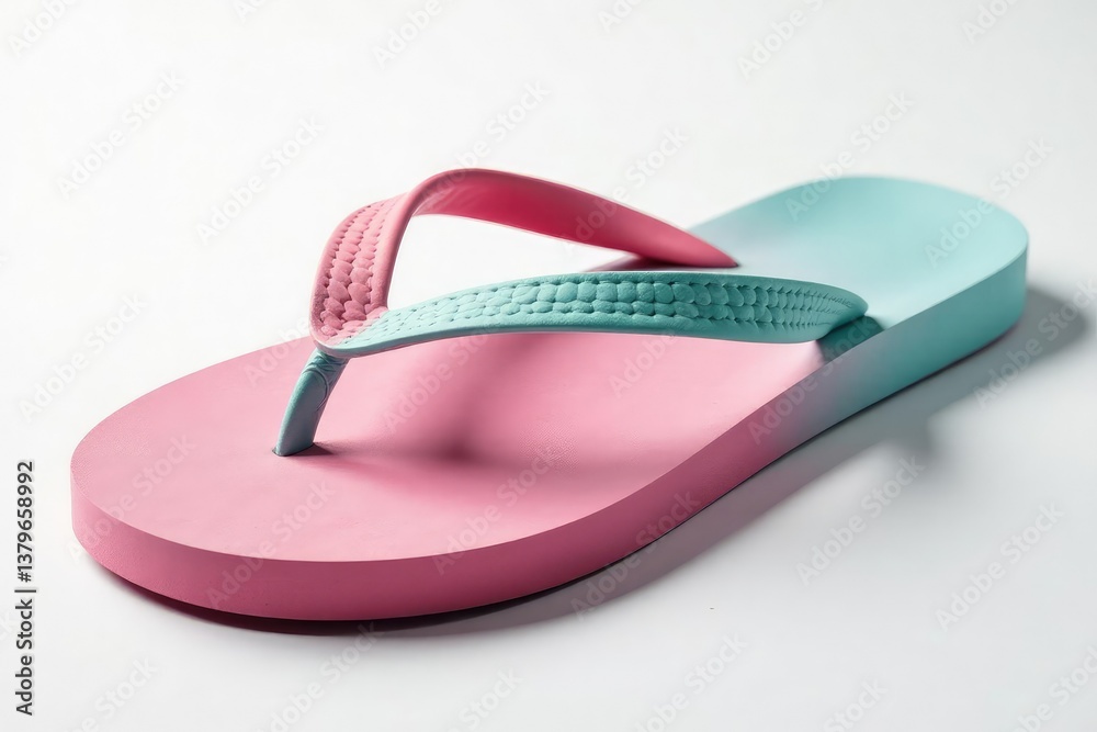 Close-up of a flip-flop, clean white backdrop, detail, texture, product shot Close-up of a flip-flop, clean white backdrop, detail, texture, product shot