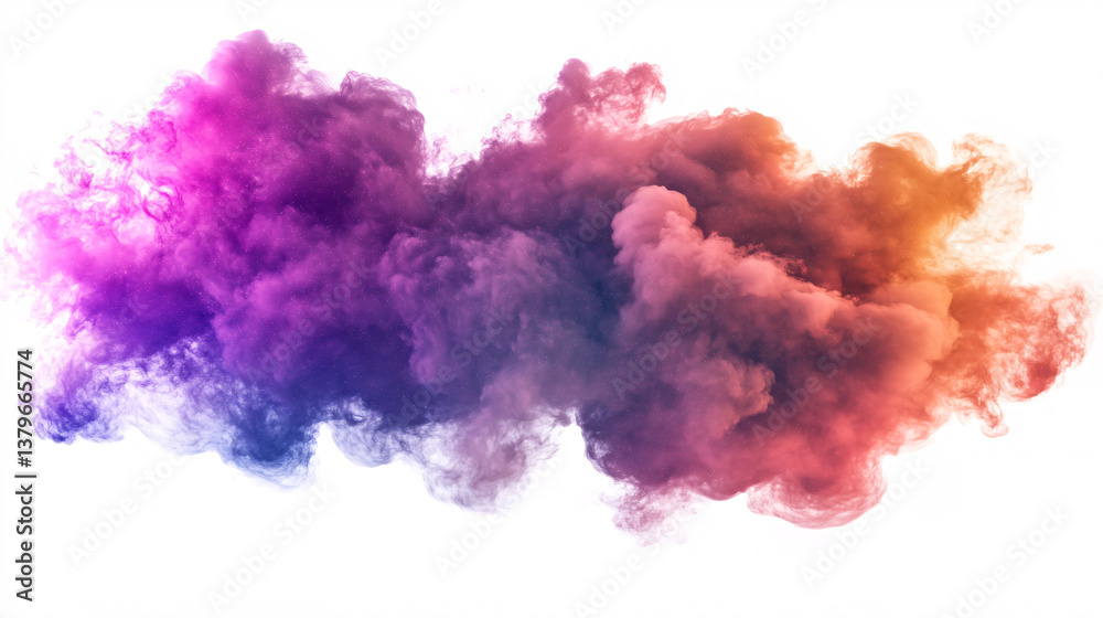 Fototapeta premium Colorful Cloud Smoke Effect on White Background