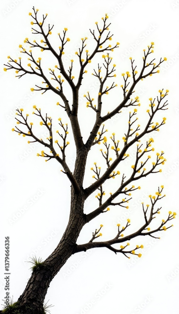 Fototapeta premium Branches tangled in a mess on a white background, isolated branches, foliage