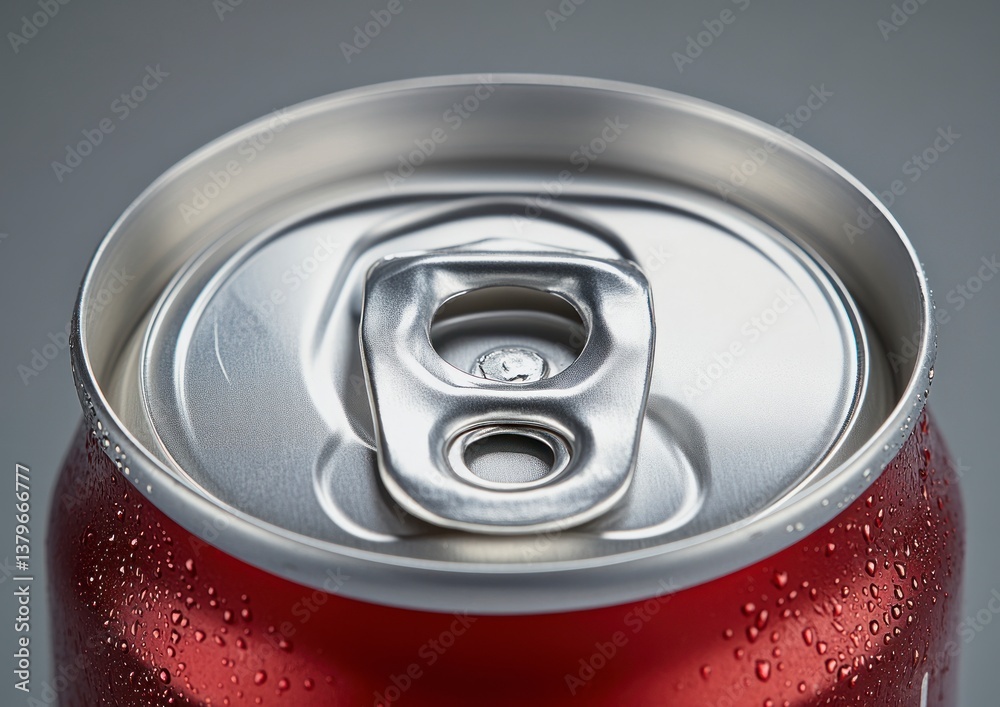 Close Up of a Cold Red Aluminum Can with Condensation Close Up of a Cold Red Aluminum Can with Condensation