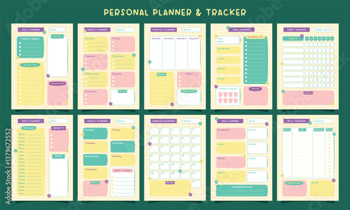 Cute Pastel Colored Personal Planner and Tracker