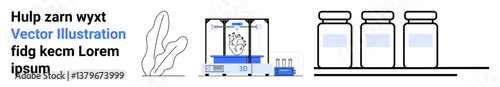 Scientific setup with lab containers, aloe plant for natural study, and advanced research tools. Ideal for medicine, biotechnology, skincare, innovation, health, organic research simple landing page