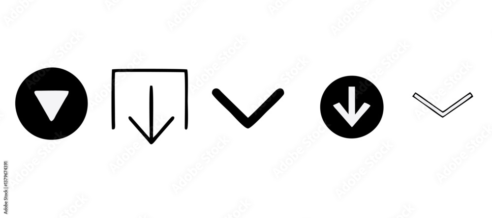 Down arrow vector icon set Down arrow vector icon set