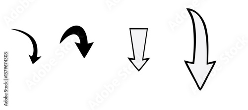 Down arrow vector icon set