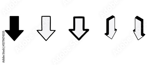 Down arrow vector icon set
