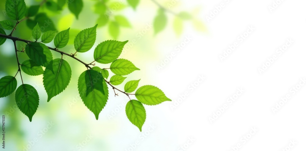 Branches with leaves isolated on white background, green, wood, forest Branches with leaves isolated on white background, green, wood, forest
