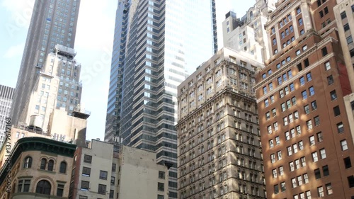 Wallpaper Mural New York City Lower Manhattan, Downtown Financial District architecture, United States. High-rise skyscrapers, residential and office buildings, USA. William street, American real estate or realty. Torontodigital.ca