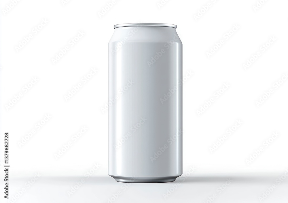 Single White Aluminum Can Standing Isolated on a White Plain Background Single White Aluminum Can Standing Isolated on a White Plain Background