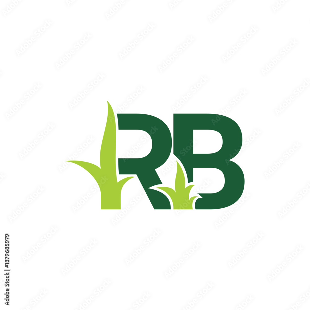 Initials Letters RB with Grass Logo Vector 001 Initials Letters RB with Grass Logo Vector 001