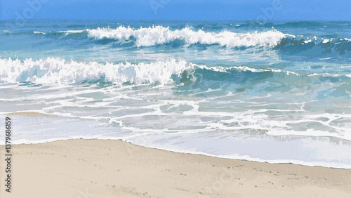 Coastal calm beach isolated watercolor vector illustration svg