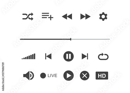 Music player bar, audio interface template illustration. stock illustration
