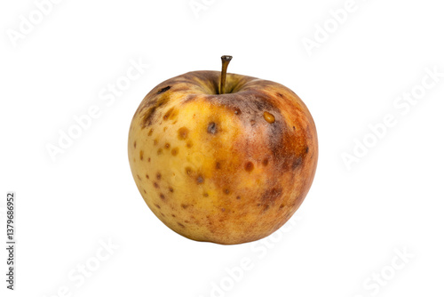 A Single Rotten Apple with Brown Spots and Decay Showing Signs of Spoilage transparent background Generative AI