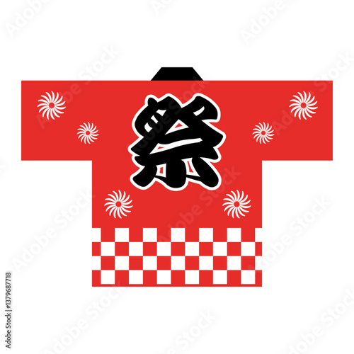 お祭りの法被（赤)