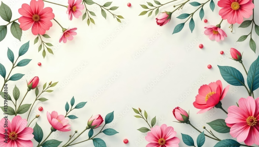Obraz premium Subtle floral motif creates a delicate, repeating pattern , bloom, fabric