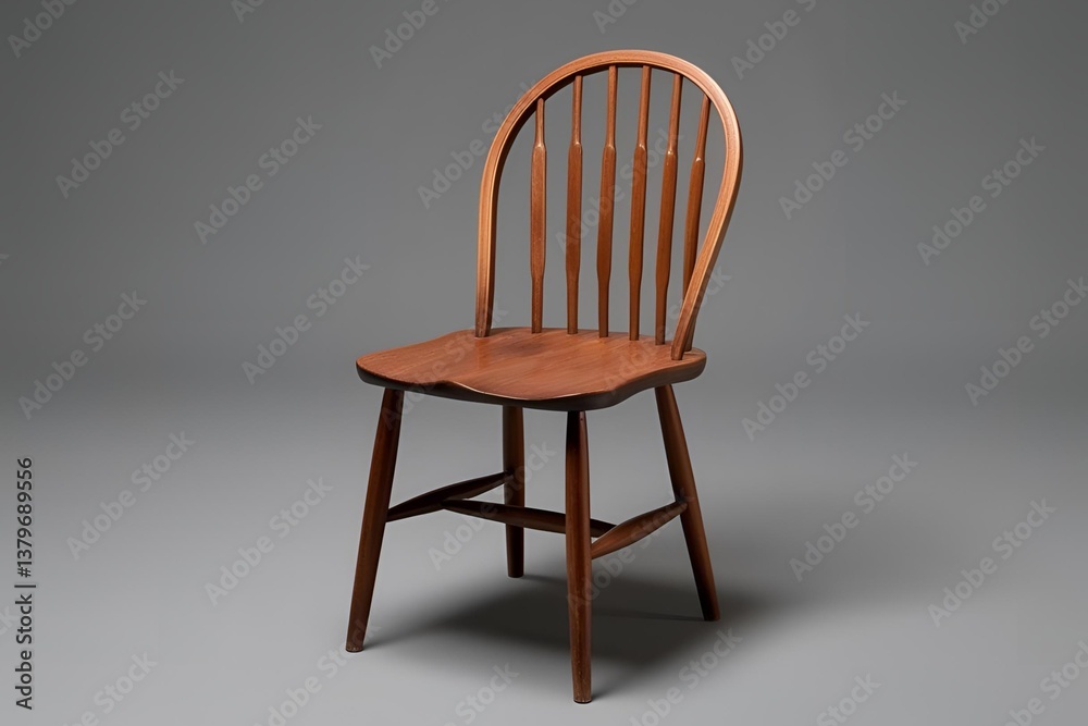 Fototapeta premium A classic wooden chair isolated on a gray background.