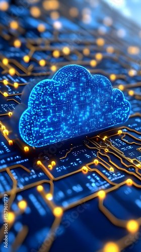 Digital Cloud Computing 3D Illustration