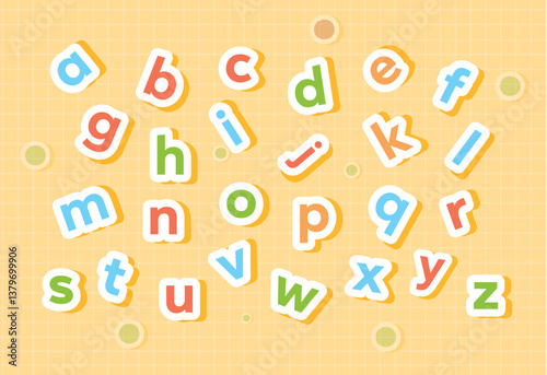 Cute lowercase alphabet icons for kids learning ABC in fun cartoon style colorful flat letter icons for preschool reading writing school games teaching tools and educational apps for students teachers
