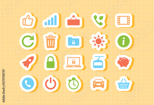 Infographic and statistic cartoon icons for educational kids app school math learning platform colorful flat style including charts graphs analytics pie chart presentation and progress UI elements for