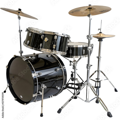 drum and drumsticks kit on transparent background 