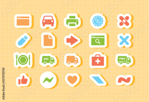 ransport and navigation icons for school learning platforms kids education apps in flat cute cartoon style including bus car road gps location hospital map travel and direction related icons for stude