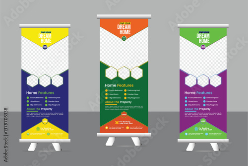 Professional creative roll up banner, Real estate Roll up banner design, Corporate business banner stand design, Real estate roll up banner design or pull up banner template