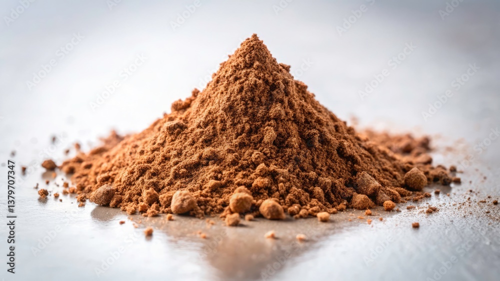 Brown Powder, Fine Dust, Granular Texture, Isolated Background, Tilt-Shift Photography Brown Powder, Fine Dust, Granular Texture, Isolated Background, Tilt-Shift Photography