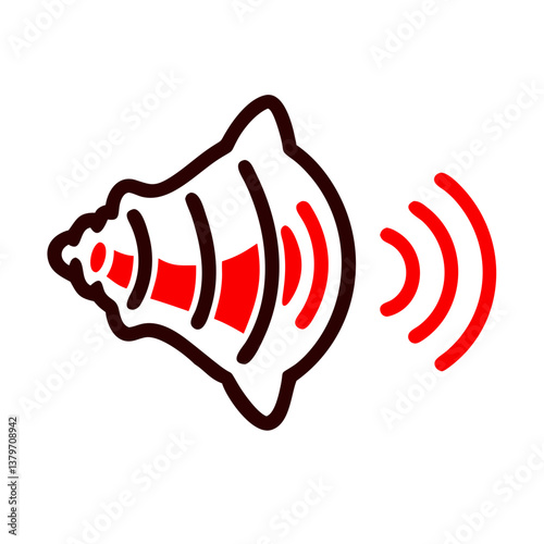 Sound Waves Emitting from a Shell Illustration  