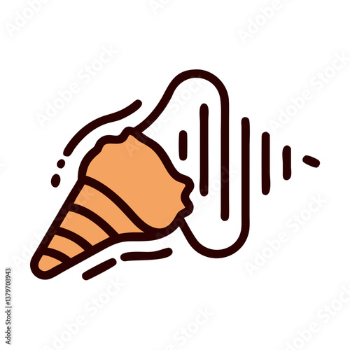 Shell with Sound Waves Illustration in Minimalist Style  