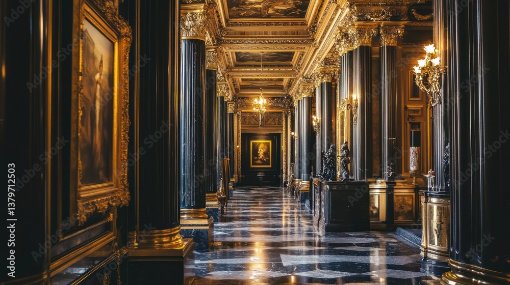 Fototapeta premium Opulent Royal Palace Interior By Generated AI