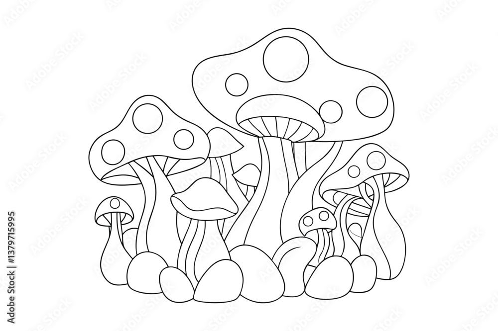 Obraz premium Mushroom Coloring Page – Fun & Relaxing Printable for Kids & Adults