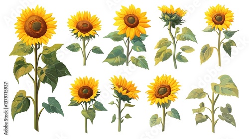 Obraz na płótnie set of sunflowers w salonie